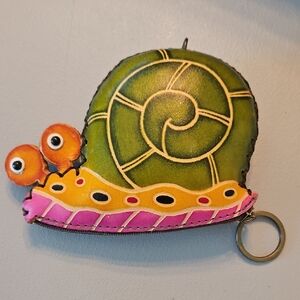 Colorful Snail Coin Purse Made Of Real Leather